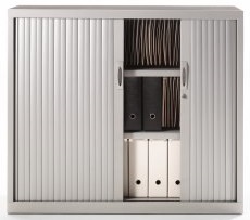 Armoire basse métallique à portes rideaux